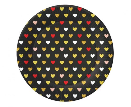 Liebe XOXO Black Pappteller 6 Stk 18 cm