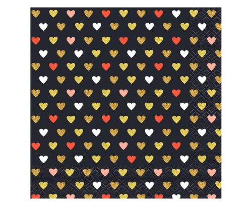 Liebe XOXO Black Serviette 20 Stk 33x33 cm