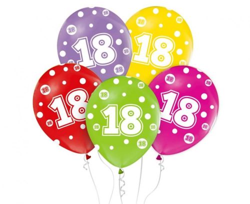 Happy Birthday 18 Dots Ballon, Luftballon 5 Stück 12 inch (30cm)