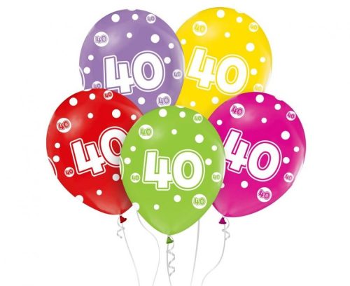 Happy Birthday 40 Dots Ballon, Luftballon 5 Stück 12 inch (30cm)