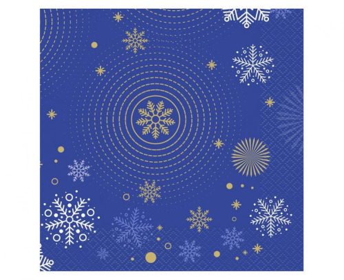 Navy Blue Snowflakes, Schneeflocken Servietten (20 Stücke) 33x33 cm