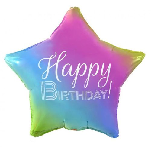 Geburtstag Rainbow  Regenbogen Happy Birthday Sternfolienballon 44 cm