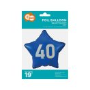 Geburtstag Blue Blau Happy Birthday 40 Stern Folienballon 44 cm