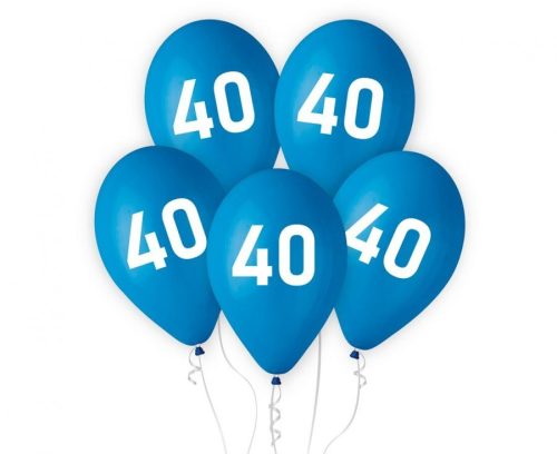 Blau Happy Birthday 40 blue, Ballon, Luftballon 5 Stück 12 Zoll (30cm)