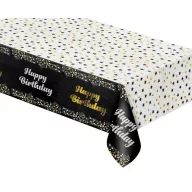   Geburtstag B&C Black Schwarze Happy Birthday Folientischdecke 137x183 cm