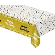   Geburtstag B&C Gold Goldene Happy Birthday Folientischdecke 137x183 cm