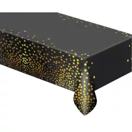   Geburtstag Black Gold Dots, Schwarze Folientischdecke 137x183 cm
