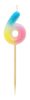 Nummer Pastel Ombre Bunte Nummer 6 Kerze, Geburtstagskerze