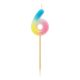 Nummer Pastel Ombre Bunte Nummer 6 Kerze, Geburtstagskerze