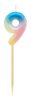Nummer Pastel Ombre Bunte 9er Geburtstagskerze, Tortekerze