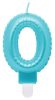 Nummer Pearly Light Blaue 0 Zahlkerze, Geburtstagskerze