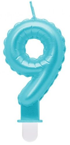 Nummer Pearly Light Blaue Zahl 9 Geburtstagskerze