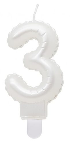 Nummer Pearly Weiße Nummer 3 Kerze, Kuchekerze