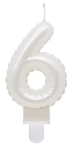 Nummer Pearly Weiße Nummer 6 Geburtstagskerze