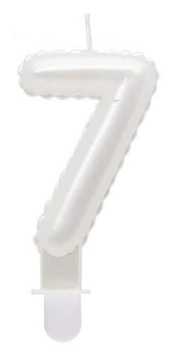 Nummer Pearly Weiße Nummer 7 Kerze, Geburtstagskerze