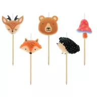 Tiere Forest Tortenkerze, 5-teiliges Kerzenset