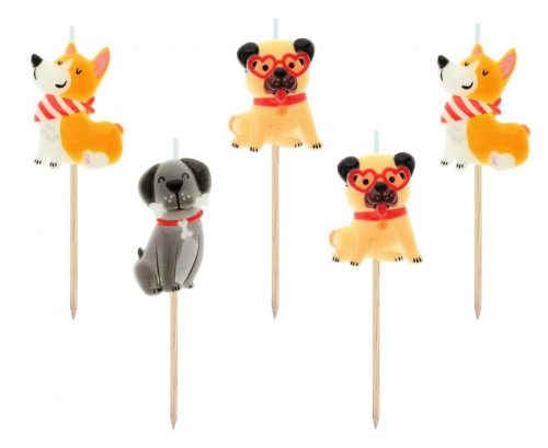 Tiere Corgi Hund Kuchenkerze, Kerzenset 5 Stück