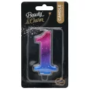 Nummer Night Sky Metallic Bunte Zahlkerze Nummer 1, Tortenkerze