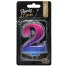 Nummer Night Sky Metallic Bunte 2er Zahlenkerze, Tortenkerze
