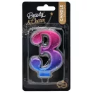 Nummer Night Sky Metallic Bunte Geburtstagskerze Nummer 3