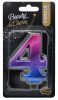 Farbe 4-Zoll Night Sky Metallic Nummerkerze, Kuchenkerze