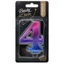 Nummer Night Sky Metallic Bunte Zahl 4 Geburtstagskerze