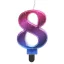 Nummer Night Sky Metallic Bunte Nummer 8 Kerze, Tortenkerze