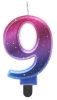 Nummer Night Sky Metallic Bunte Zahl 9 Dekorationskerze