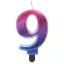 Nummer Night Sky Metallic Bunte Zahl 9 Dekorationskerze