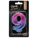 Nummer Night Sky Metallic Bunte Zahl 9 Dekorationskerze