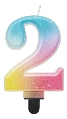 Nummer Pastel Ombre Bunte Zahl 2 Kerze, Tortekerze