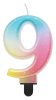 Nummer Pastel Ombre Bunte Zahl 9 Kerze, Geburtstagskerze
