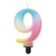Nummer Pastel Ombre Bunte Zahl 9 Kerze, Geburtstagskerze