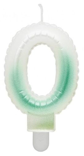 Nummer Ombre Weiß-Grün 0 Zahlkerze, Geburtstagskerze