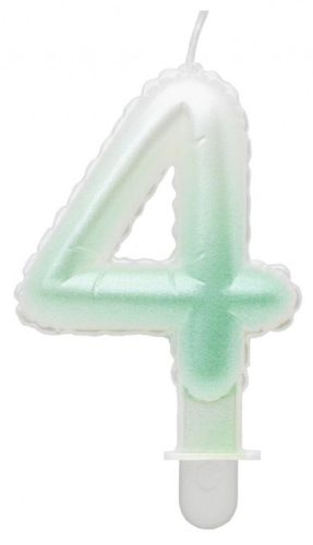 Nummer Ombre Weiß-Grüne Nummer 4 Kerze, Tortenkerze
