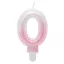 Nummer Ombre Weiß-Rosa Zahl 0 Kerze, Geburtstagskerze