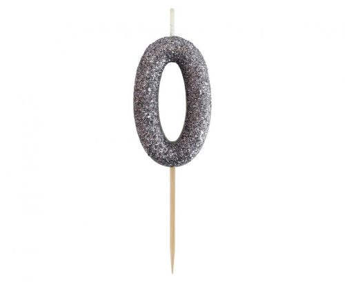 Nummer Glitter Black, Schwarze Zahlkerze, Geburtstagskerze 0