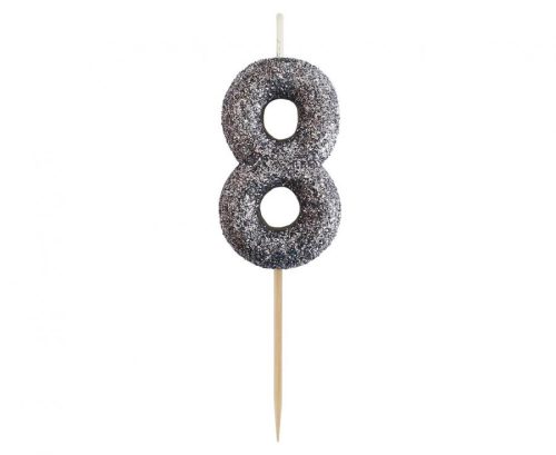 Nummer Glitzer Schwarz, schwarze Zahlenkerze, Geburtstagskerze 8