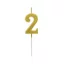 Nummer Gold Metallic, Goldene Nummer Kerze, Geburtstagskerze Nummer 2