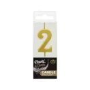 Nummer Gold Metallic, Goldene Nummer Kerze, Geburtstagskerze Nummer 2