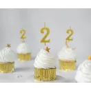 Nummer Gold Metallic, Goldene Nummer Kerze, Geburtstagskerze Nummer 2