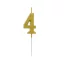 Nummer Gold Metallic, goldene Zahlenkerze, Tortenkerze Nummer 4