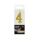 Nummer Gold Metallic, goldene Zahlenkerze, Tortenkerze Nummer 4