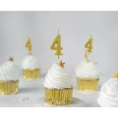Nummer Gold Metallic, goldene Zahlenkerze, Tortenkerze Nummer 4