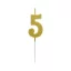 Nummer Gold Metallic, Goldene Zahlenkerze, Geburtstagskerze Nummer 5