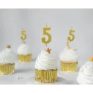 Nummer Gold Metallic, Goldene Zahlenkerze, Geburtstagskerze Nummer 5