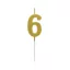 Nummer Gold Metallic, Goldene Zahlenkerze, Kuchenkerze Nummer 6