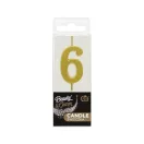 Nummer Gold Metallic, Goldene Zahlenkerze, Kuchenkerze Nummer 6