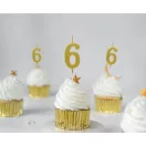 Nummer Gold Metallic, Goldene Zahlenkerze, Kuchenkerze Nummer 6