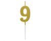 Nummer Gold Metal, Goldene Zahlkerze, Tortenkerze Nummer 9